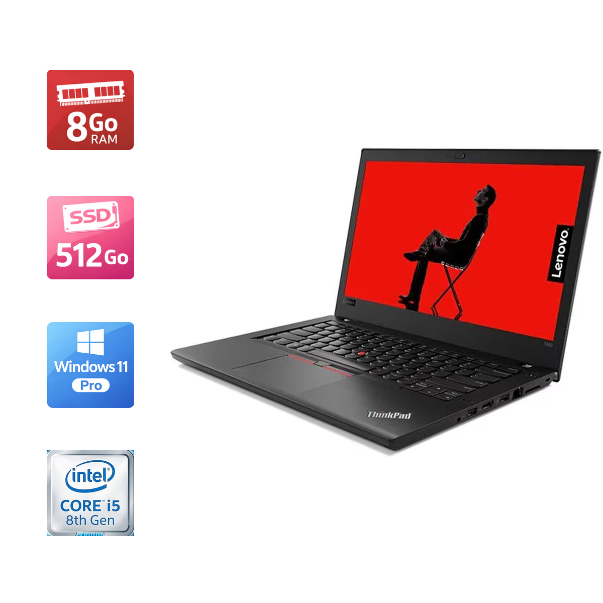 LENOVO ThinkPad T480 i5-8350U 8Go 512Go SSD – Image 2